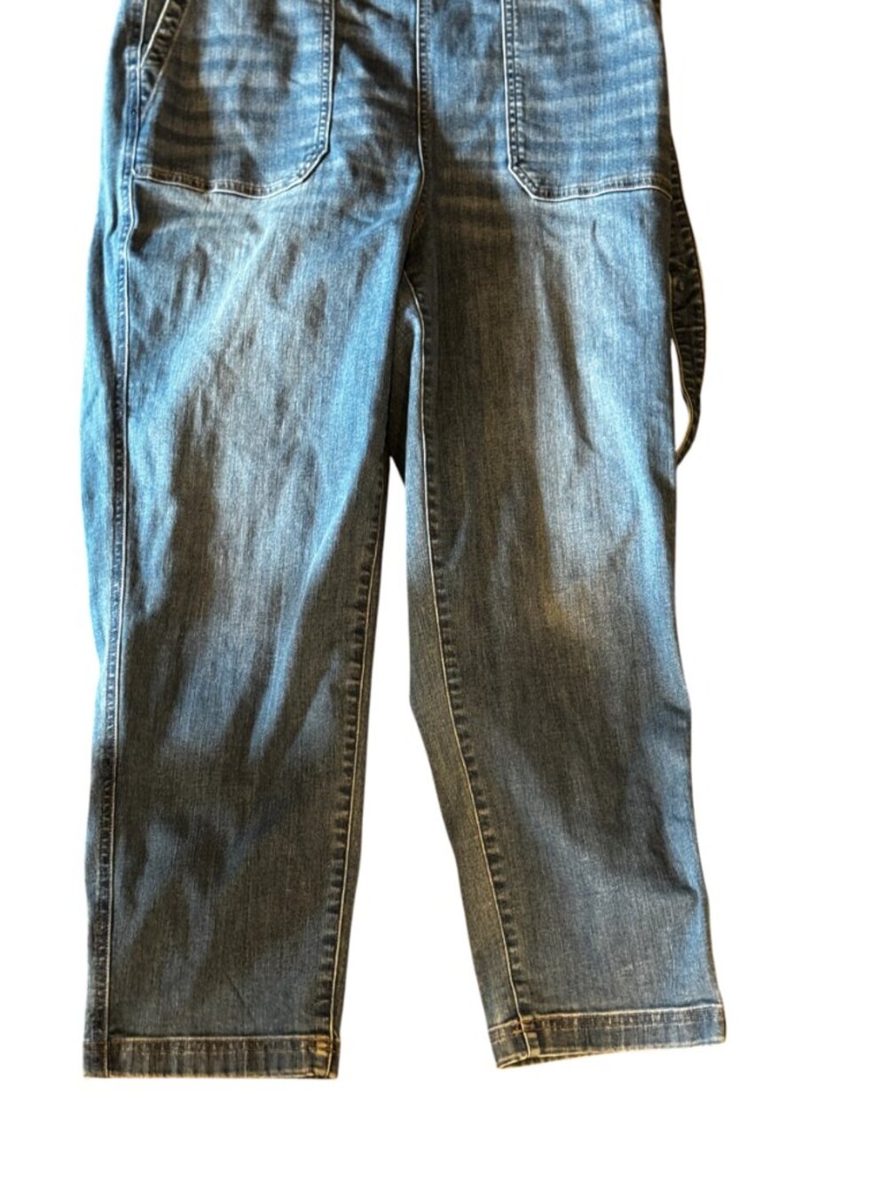 Women’s Denim Overall Jumpsuit Size 10 Tie Waist Bib Overalls - Picture 7 of 10